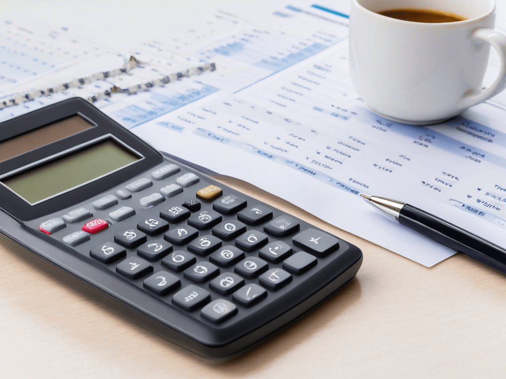 010 A simple budget planner and calculator on a clean desk symbolizing efficient financial management