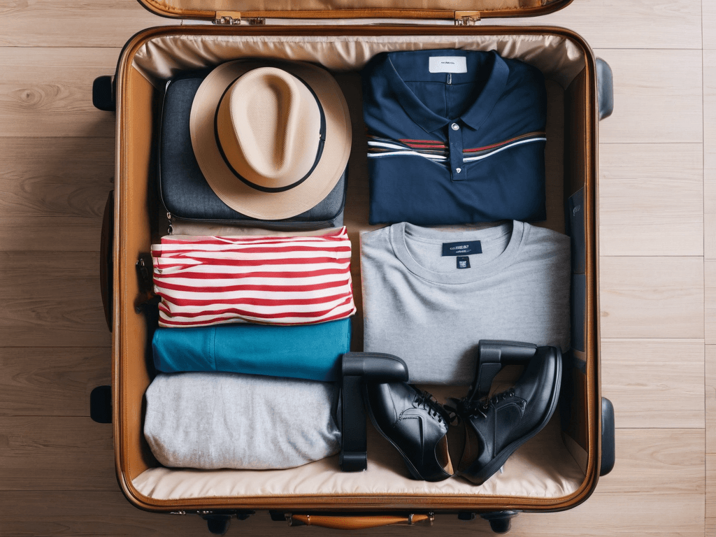 012 A suitcase with only a few essential items neatly packed symbolizing efficient and stress free travel